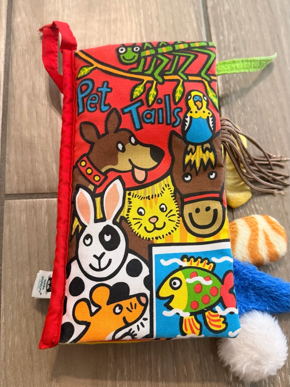 Jellycat Cloth Pets Tails Baby Book Crinkle Sensory Stuffed Toy Hook & Loop